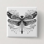 Badge Carré 5 Cm Clin de libellule noire et blanche (Devant)