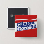 Badge Carré 5 Cm Clinton Gore 92 (Devant & derrière)