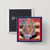 Badge Carré 5 Cm Clinton Première dame carré pin (Devant & derrière)