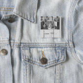 Badge Carré 5 Cm Cloches de bâti, illustration de 'Encyclopedia (En situation)