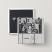 Badge Carré 5 Cm Cloches de bâti, illustration de 'Encyclopedia (Devant & derrière)