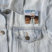 Badge Carré 5 Cm Close-up of Horse with Mouth Open (En situation)