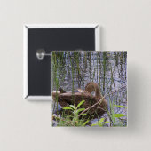 Badge Carré 5 Cm Closeup photo of a duck (Devant & derrière)