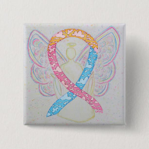 Badge Carré 5 Cm Clouds rose, jaune et bleu CDH Angel Pin
