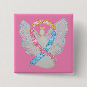 Badge Carré 5 Cm Clouds rose, jaune et bleu CDH Angel Pin