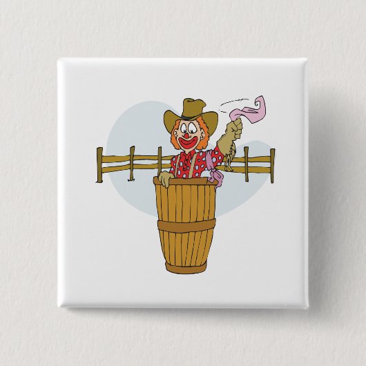 Badge Carré 5 Cm Clown de rodéo (Devant)