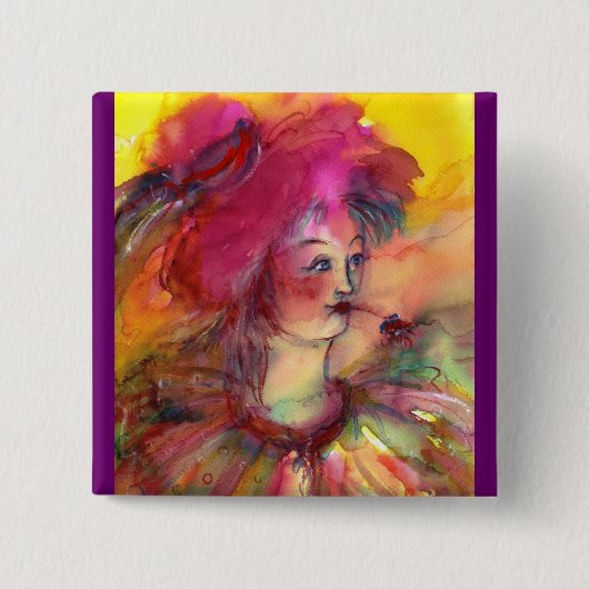 BADGE CARRÉ 5 CM CLOWN PINKY (Devant)