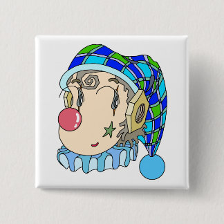Badge Carré 5 Cm Clown "romantique" mécanique avec un sourire charm