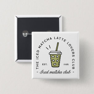 Badge Carré 5 Cm Club amoureux de latte matcha glacé
