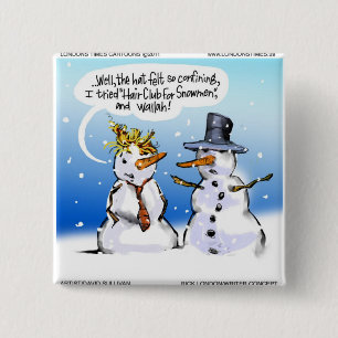 Badge Carré 5 Cm Club De Coiffure Pour Snowmen Funky Noël