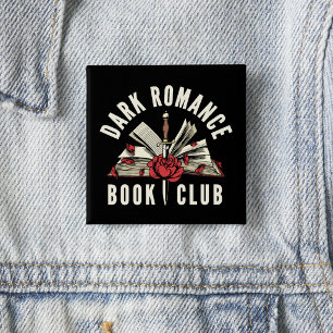 Badge Carré 5 Cm Club de lecture de romance sombre Fleurs rouges 