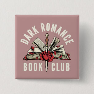 Badge Carré 5 Cm Club de lecture de romance sombre Fleurs rouges ro