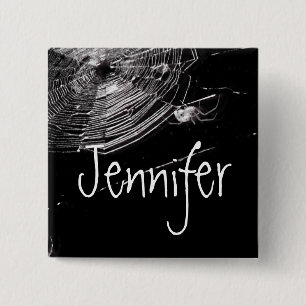 Badge Carré 5 Cm Cobwebs et araignées blanches