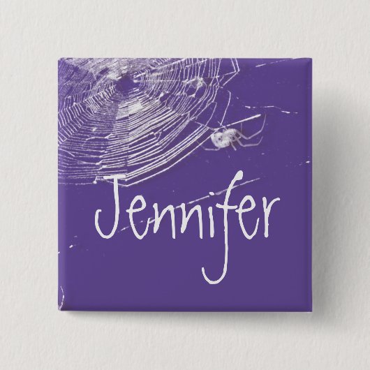 Badge Carré 5 Cm Cobwebs et araignées blanches (Devant)