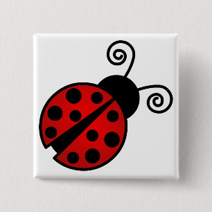 Badge Carré 5 Cm Coccinelle mignonne - rouge et noir