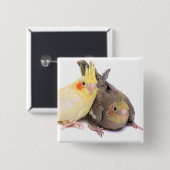 Badge Carré 5 Cm Cockatiels (Devant & derrière)