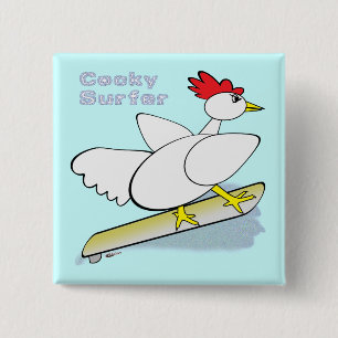 Badge Carré 5 Cm Cocky Surfer
