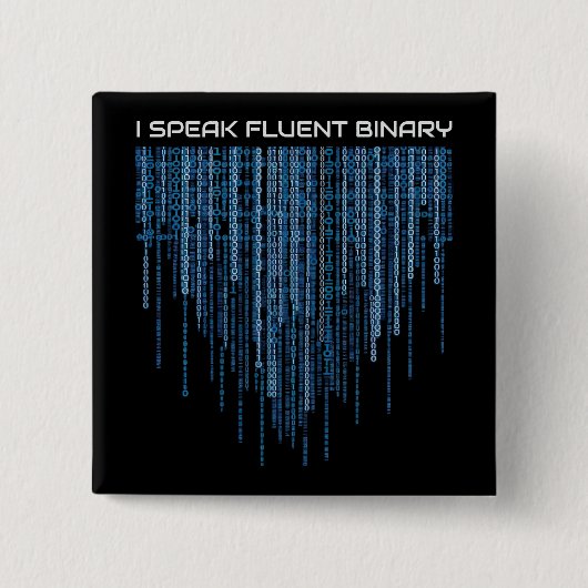 Badge Carré 5 Cm Code binaire bleu (Devant)