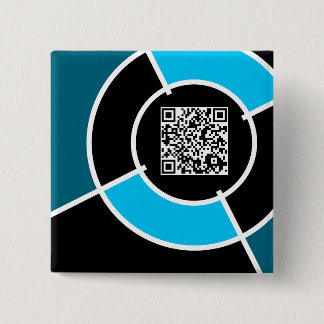 Badge Carré 5 Cm code QR aqua bullseye