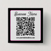 Badge Carré 5 Cm Code QR avec écriture cursive script (Devant)