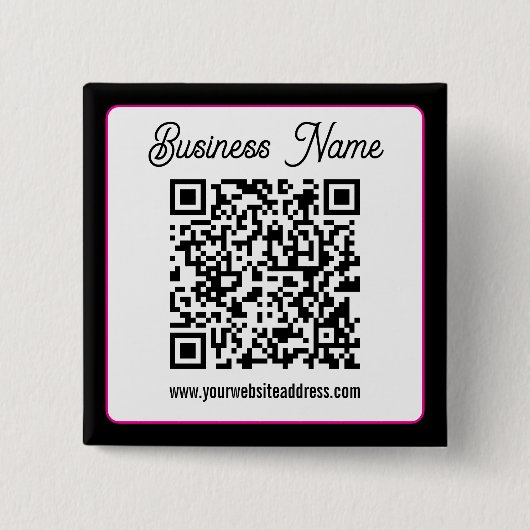 Badge Carré 5 Cm Code QR avec écriture cursive script (Devant)