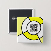 Badge Carré 5 Cm code QR du bullseye jaune (Devant & derrière)