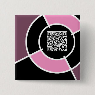 Badge Carré 5 Cm code QR du bullseye rose