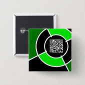 Badge Carré 5 Cm code QR du bullseye vert (Devant & derrière)