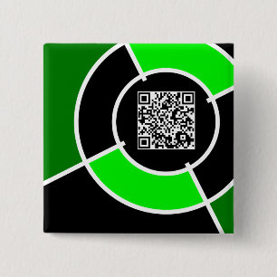 Badge Carré 5 Cm code QR du bullseye vert