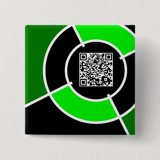 Badge Carré 5 Cm code QR du bullseye vert (Devant)