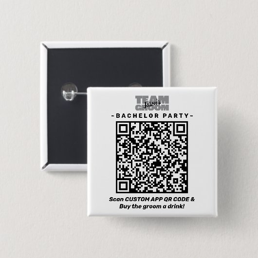 Badge Carré 5 Cm Code QR Enterrement Acheter une Boisson Équipe du (Devant & derrière)