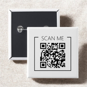 Badge Carré 5 Cm Code QR Minimaliste Scannez-Moi Entreprise