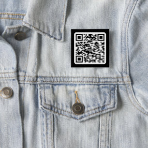 Badge Carré 5 Cm Code QR moderne éditable Noir Blanc ou toute cou
