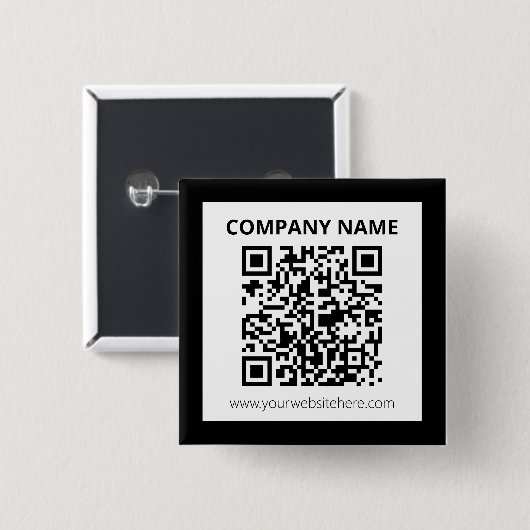 Badge Carré 5 Cm Code QR modifiable et conception simple personnali (Devant & derrière)