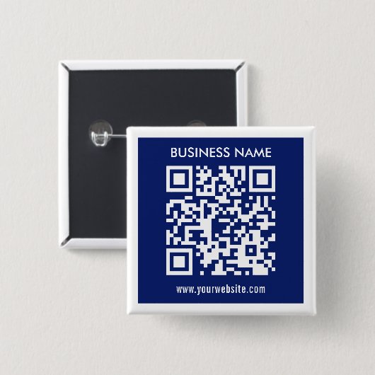 Badge Carré 5 Cm Code QR modifiable (généré instantanément) | bleu (Devant & derrière)