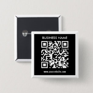 Badge Carré 5 Cm Code QR modifiable (généré instantanément) Noir