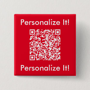 Badge Carré 5 Cm Code QR personnalisé rouge
