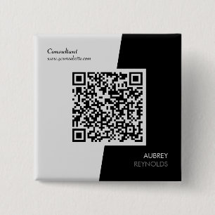 Badge Carré 5 Cm Code QR Professionnel Gras Moderne Noir Et Blanc