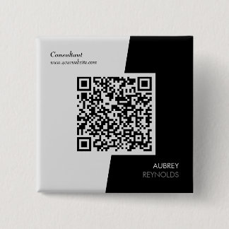 Badge Carré 5 Cm Code QR Professionnel Gras Moderne Noir Et Blanc