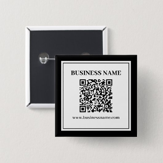 Badge Carré 5 Cm Code QR professionnel | Noir & Blanc (Devant & derrière)