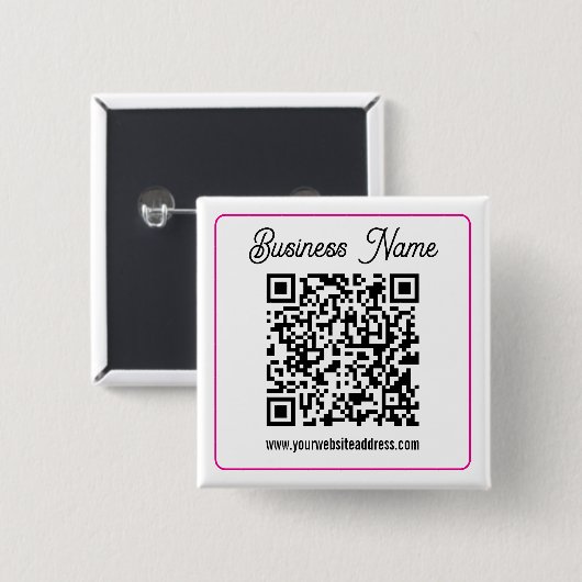 Badge Carré 5 Cm Code QR scannable avec écriture manuscrite en scri (Devant & derrière)