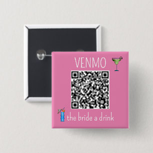 Badge Carré 5 Cm Code QR VENMO Offrez un verre à la mariée Enterrem