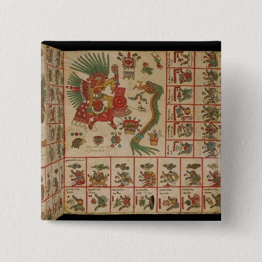 Badge Carré 5 Cm Codex aztèque Borbonicus (Devant)