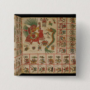 Badge Carré 5 Cm Codex aztèque Borbonicus