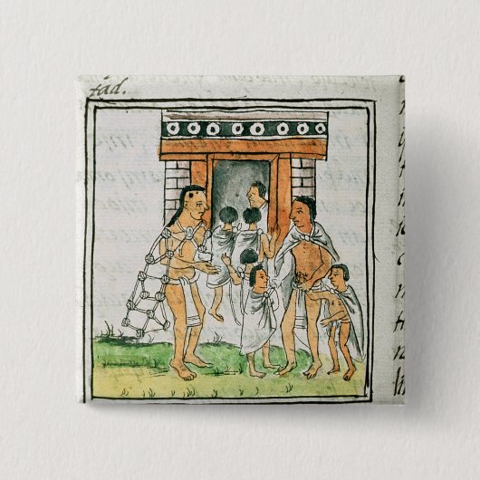 Badge Carré 5 Cm Codex florentin par Bernardino de Sahagun (Devant)