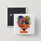 Badge Carré 5 Cm Coeur avec connexion (Devant & derrière)