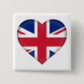 Badge Carré 5 Cm Coeur avec l'Union Jack (Devant)