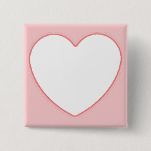 Badge Carré 5 Cm coeur blanc dans le rose
