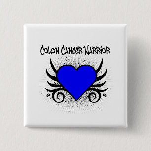 Badge Carré 5 Cm Coeur de guerrier de cancer du colon