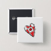 Badge Carré 5 Cm cœur de pelote d'épingles (Devant & derrière)